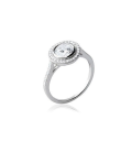 Bague argent massif beau zirconium solitaire