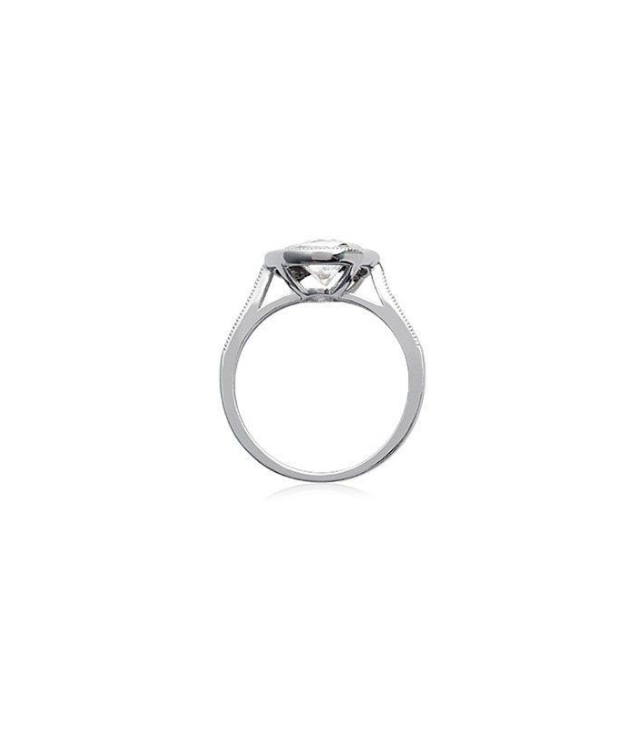 Bague En Argent Massif Jonc Solitaire Zirconium - Taille 56, Occasion