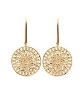 Grosses boucles d'oreilles rondes pendant plaqué or filigranées-1