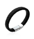 Beau bracelet homme en cuir noir tressé-3