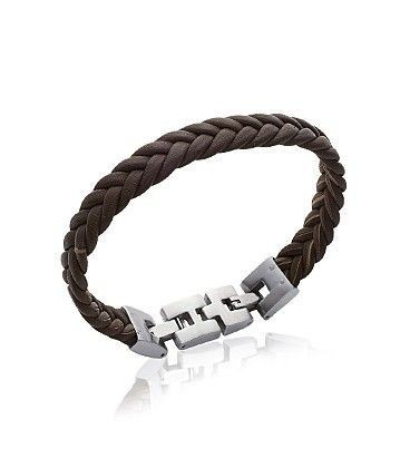 Bracelet homme en cuir brun tressé -2