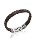 Bracelet homme en cuir brun tressé 