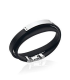 Bracelet lacet plat en cuir noir plaque d'acier-1