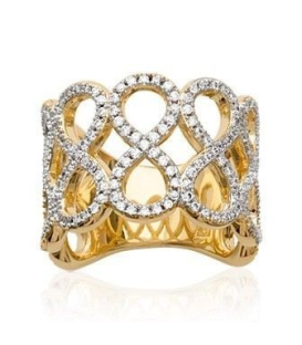 Grosse bague plaqué or huit de zirconium "infini" sertis