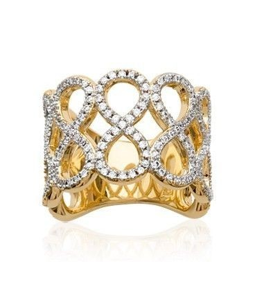 Grosse bague plaqué or huit de zirconium "infini" sertis 