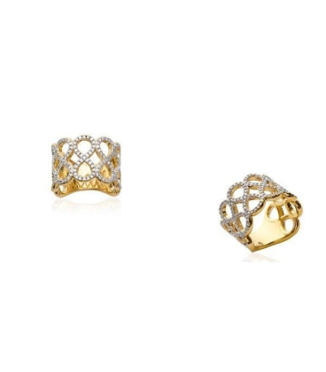Grosse bague plaqué or huit de zirconium "infini" sertis 