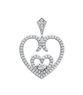 Pendentif coeur argent massif serti d'oxydes de zirconium 