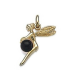 Pendentif femme elfe plaqué or et perle noire d'onyx véritable-2