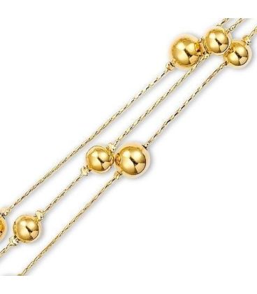 gros bracelet bijou femme plaqué or cascade de perles sur trois rangs