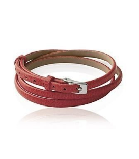 Bracelet homme lacet plat en cuir rouge fermoir acier