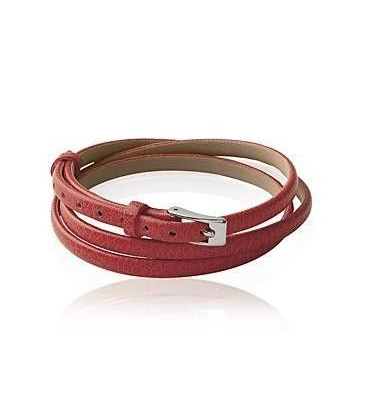 Bracelet lacet plat en cuir rouge -1