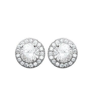 Boucles d'oreilles ronde argent massif zirconium -2