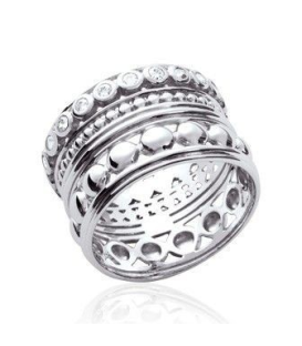 Bague tube fantaisie byzantine argent massif et zirconium-1