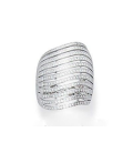 Grosse bague argent massif onze anneaux en vagues de zirconium