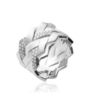 Belle bague tressée argent zirconium-1