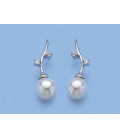Boucles d'oreilles argent massif perle blanche de Majorque zirconium