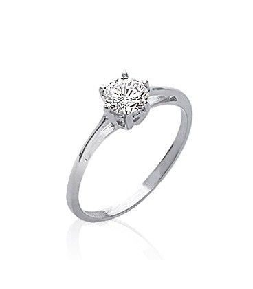 Bague argent massif petit zirconium griffé taillé solitaire-2