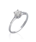 Bague argent massif petit zirconium griffé taillé solitaire