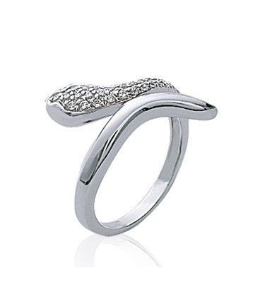 Bague argent massif serpent zirconium blancs-2