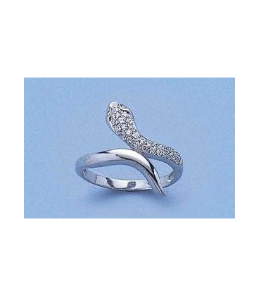 Bague argent massif serpent zirconium blancs-3