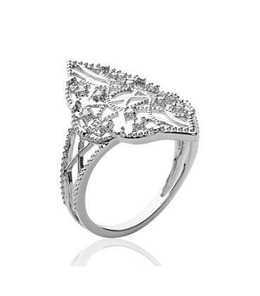 Bague argent massif belle navette de zirconium-3