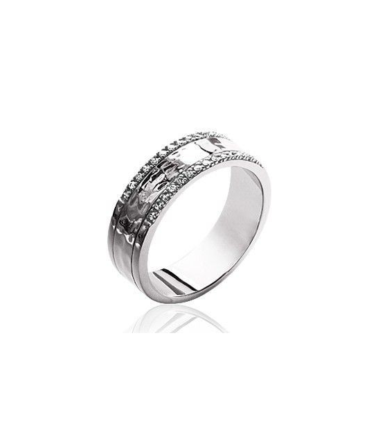 Bague Personnalisable En Acier Inoxydable Avec Zirconium - 4mm Ou 6mm - Taille 49 à 67 - Homme/Femme