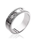 Bague alliance argent massif bordée de zirconium