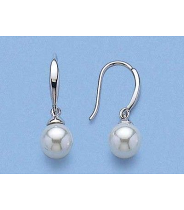 Boucles d'oreilles argent massif dormeuse perle de Majorque-1