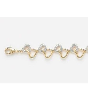 Bracelet coeurs plaqué or et coeurs de zirconium-1