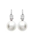 Boucles d'oreilles argent massif zirconium et perle blanche
