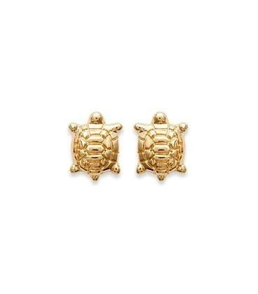 Boucles d'oreilles enfant plaqué or sujet tortue-1