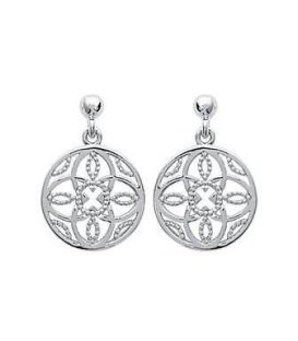 Boucles d'oreilles femme pendant ronde argent massif