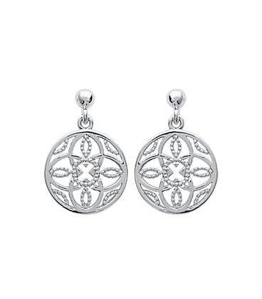 Boucles d'oreilles femme pendant ronde argent massif-1