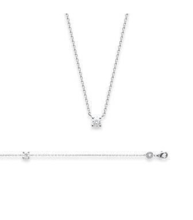 Collier chaîne argent massif pendant zirconium blanc taillé diamant