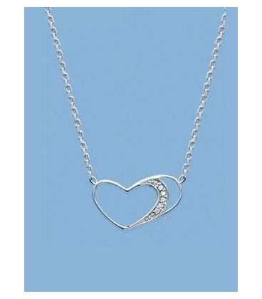 Collier chaîne argent massif coeur micro serti de zirconium 