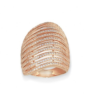 Grosse bague plaqué or rose vagues d'anneaux de zirconium-1