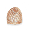 Grosse bague plaqué or rose vagues d'anneaux de zirconium