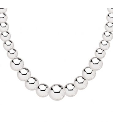 Gros collier perles d'argent massif en chute-3