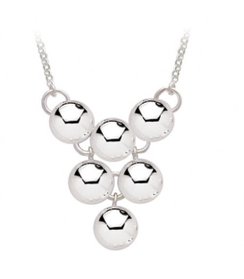 Beau collier argent massif pendant demi boule