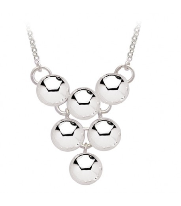 Beau collier argent massif pendant demi boule-1