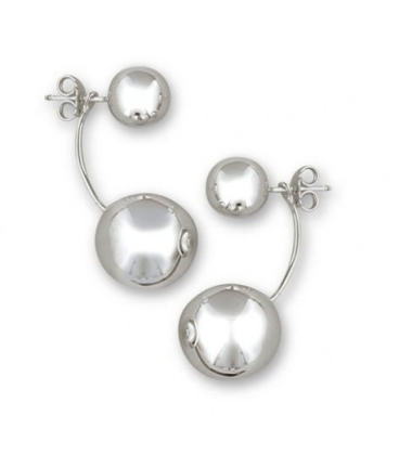 Boucles d'oreilles double boules perle d'argent-1