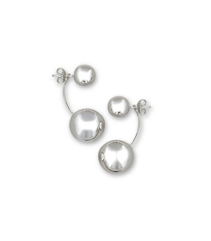 Boucles D Oreilles Double Boules D Argent Massif