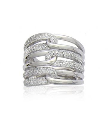 Grosse bague argent massif noeuds fantaisie entrelacs 