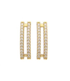 Boucles d'oreilles plaqué or pendants deux rails zirconium-1