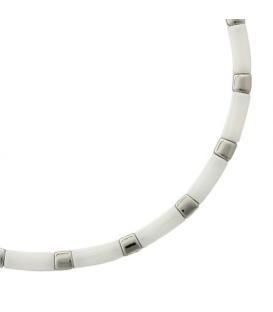 Gros collier acier céramique blanche