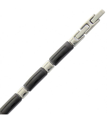 Bracelet homme céramique noire et acier-1