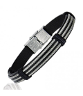 Bracelet homme cables d'acier bagués sur cuir