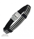 Bracelet homme cables d'acier bagués sur cuir-1