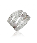 Grosse bague argent massif vagues ajourées de zirconium blanc