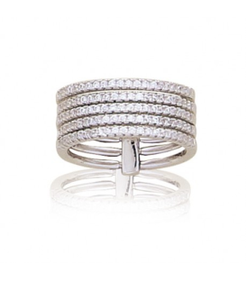 Grosse bague cinq rangs argent de zirconium-1